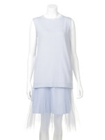 チュールプリーツコンビワンピース/LBLU