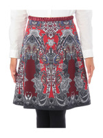 プリントAラインスカート/ワインレッド(163)