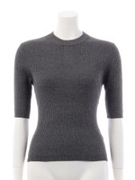 ボトルネック５分袖ニット/グレー