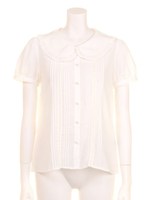 レースタックフリルブラウス/ホワイト