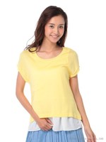 レイヤードニットプルオーバー/ネイビー