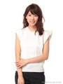 袖フリルノースリニットＴＯＰＳ/シロ