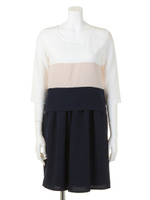 配色切り替えワンピース/ピンク