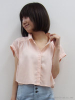 2枚仕立てショート丈シャツ/ピンク