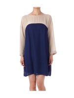 ジョーゼット配色バックリボンワンピース/ブラック(519)