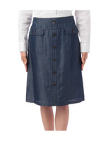 フロントボタンデニムスカート/ブルー(092)