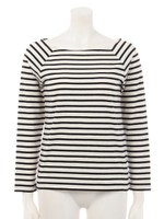 ボーダーカットソー/WHTxBLK