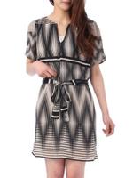 COLLECTIVE CONCEPTS エスニック風キーネックワンピース/ブラック(919)