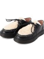 Ever Spring レザー×ムートンレースアップシューズ/ブラック(519)