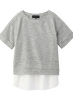 [L]メッシュプルオーバー+シャツ裾タンクトップSET/グレー(012)