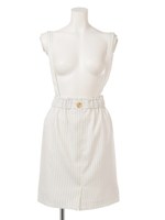 サスペンダー付きストライプスカート/ホワイト