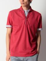 チェックシャツフェイクレイヤードポロ/ダークグリーン(023)