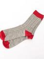 ツートンコンビコットンアクリルレギュラーソックス/レッド系(016)