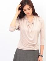 ドレープネックサテンプルオーバー/ブラック(019)