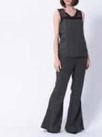 ノースリーブブラウス+フレアパンツセット/ネイビー(293)