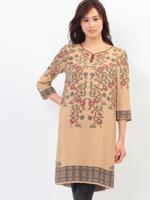 フラワーモチーフワンピース/ブラウン(142)