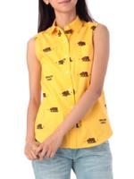 プリントノースリーブシャツ/ピンク(372)