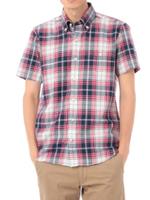 ポケットボタンチェックシャツ/レッド系(293)