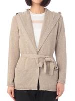 レーヨン混フードニットカーディガン/ライトベージュ(051)