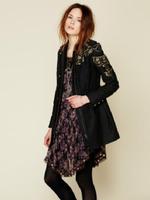 刺しゅうデザイン切り替えZIPコート/グレー系(114)