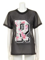 Sunset Wallflower Red Mesh Tee/BLACK