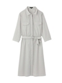 [L]ベルトつきサファリシャツワンピース/グレー(012)
