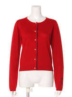 【AULA AILA BASE】シルクカシミヤクルーネックカーデ/レッド