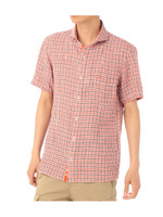 クリアボタンチェック柄リネンシャツ/グリーン系(222)