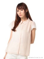 シフォンギンガムシャツチュニック/ピンク