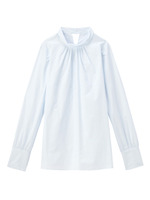 スタンドカラープルオーバーブラウス/サックス(090)