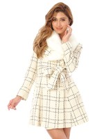 チェックツイードトレンチコート/BLACK