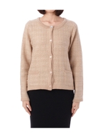 ツイード風ニットカーディガン/ブルー系(092)