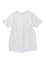 異素材ドッキングTシャツ/ブルー系(094)