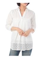 裾レーススキッパーシャツ/ホワイト(002)