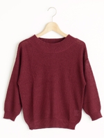 地柄オフショル風プルオーバー/アイボリー