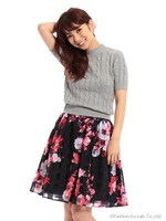 ケーブルニットドッキングワンピース/ベージュ