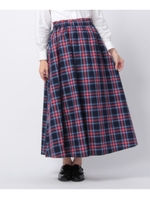 タイプライターチェックスカート/ワインレッド(363)