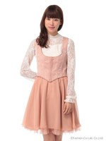 ビスチェ風ドッキングジャンパードレス/ピンク