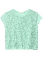 フロントボタニカル風デザインプルオーバー/グリーン系(021)