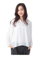 ペザント風シフォンシャツ/ホワイト(002)