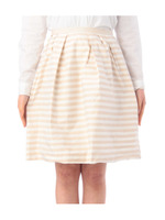 ボーダー柄ミディ丈フレアスカート/ライトベージュ(351)