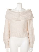 ボリュームスリーブオフショルニット/WHT