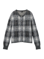 ラメ&チェックモヘヤ混ニットカーディガン/ホワイト(302)