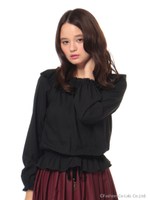 肩フリルブラウス/クロ
