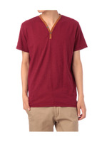 変形ヘンリーネックカットソー/レッド系(064)