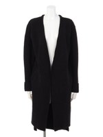 【CASUAL】ノーカラーロングニットCD/ブラック