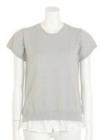 【FEMININE】シャツレイヤードニット/ベージュ