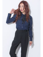 【OU】リボンタイレトロシャツ/NAVY