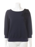 チュールリボン裏毛プルオーバー/ネイビー