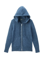 ピマデニムフードニットカーディガン/ブルー(092)